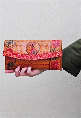 VINTAGE EGYPTIAN STYLE LEATHER CLUTCH BAG PURSE
