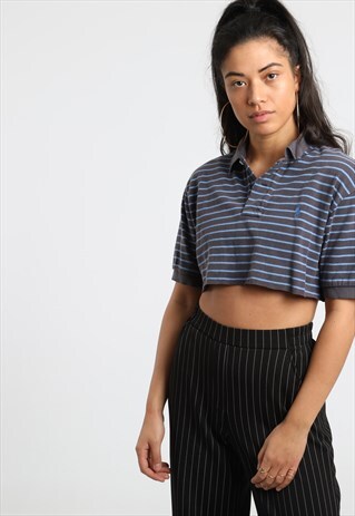 90S POLO RALPH LAUREN EMBROIDERED LOGO CROPPED POLO SHIRT