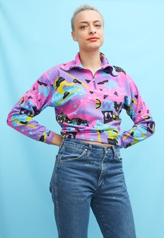 80S 90S VINTAGE PATTERNED SKI TOP