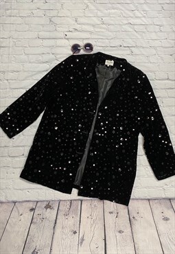 Black Velour Feel Sequin Jacket