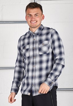 Vintage Vans Shirt in Navy Checked Long Sleeve Small