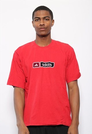 VINTAGE ADIDAS PRINT LOGO T-SHIRT RED