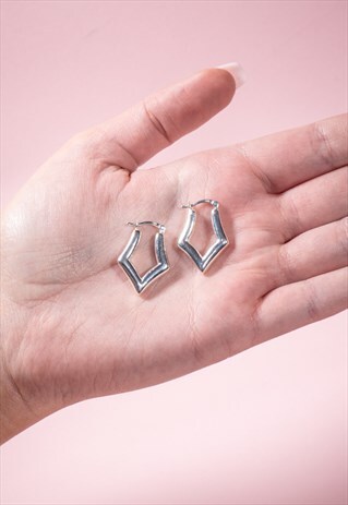 STERLING SILVER DIAMOND SHAPED HOOPS