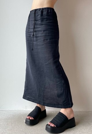Petite linen maxi skirt