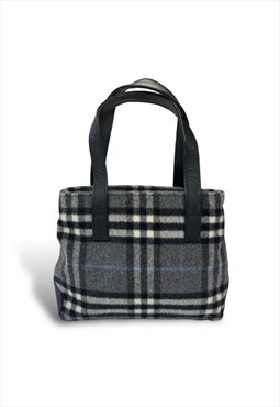 Vintage Burberry bag grey nova check wool handbag