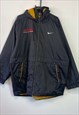 VINTAGE 90S BLACK NIKE SWOOSH PADDED LONG COAT JACKET LARGE