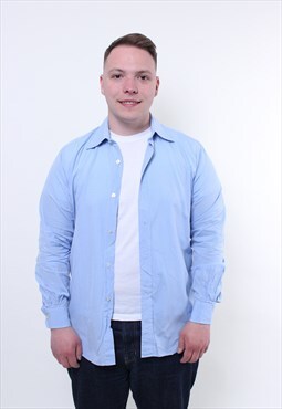 Vintage Hermes blue shirt, 90s dress cotton shirt