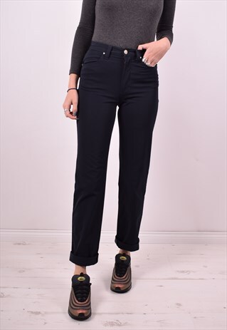 VERSACE WOMENS VINTAGE TROUSERS W28 L31 NAVY BLUE 90S