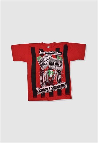 VINTAGE 1992 AC MILAN FOOTBALL CLUB GRAPHIC T-SHIRT IN RED