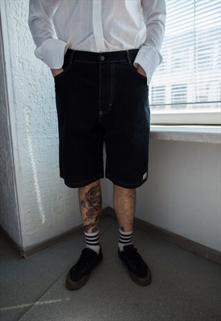 VINTAGE 80'S BLACK COTTON SHORTS