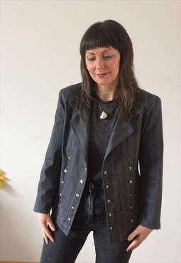 Vintage 80s Grey Pinstriped Blazer