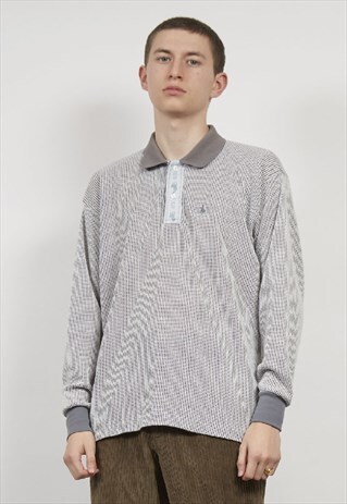 VINTAGE 90'S POLO RALPH LAUREN TEXTURED POLO SWEATSHIRT