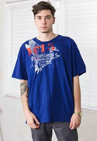 VINTAGE RALPH LAUREN T-SHIRT LOGO 90S XXL 8.2