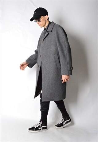 VINTAGE 70S GREY SOFT WOOL BLEND WINTER COAT