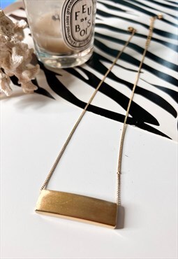 Brushed Gold Bar Necklace