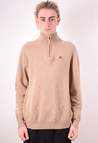 KAPPA MENS VINTAGE JUMPER SWEATER XL KHAKI 90S