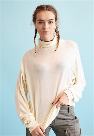 90'S RETRO OVERSIZED NEUTRAL DADS TURTLENECK KNIT JUMPER