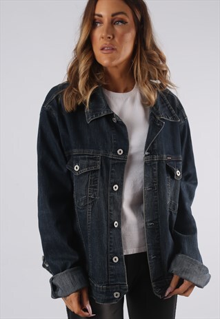 VINTAGE DENIM JACKET OVERSIZED FITTED UK 16 XL (GQ4B)