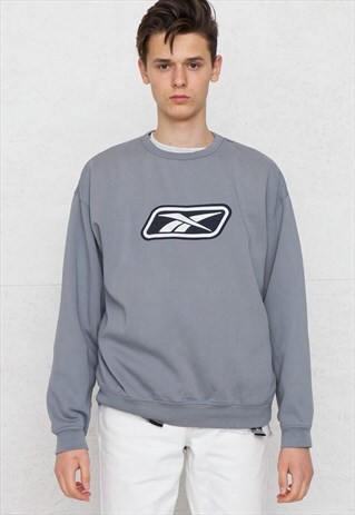 VINTAGE GREY REEBOK CREW NECK PULLOVER SWEATSHIRT