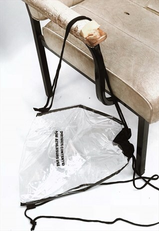CLEAR "PRIVATE CONTENTS" SLOGAN DRAWSTRING BAG