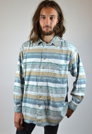 VINTAGE 90'S STRIPED PATTERN SHIRT