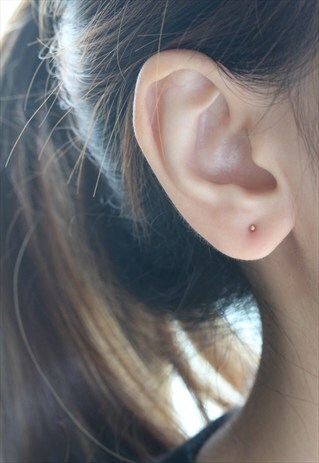 VERY TINY 1.5MM GOLD BALL EAR STUD CARTILAGE-STERLING SILVER