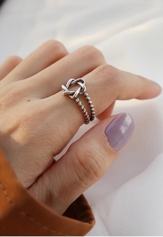 VINTAGE DOUBLE LINE STAR SILVER RING