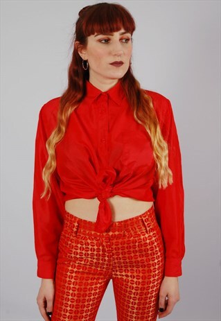 VINTAGE 80S SILK SHIRT VALENTINE RED
