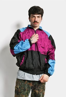 90s jacket men colourful vintage multi colour block shell 