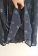 VINTAGE 90'S DARK BLUE DROP WAIST PLEATED MAXI SKIRT