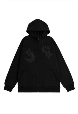 Star sign hoodie psychedelic pullover old wash grunge jumper
