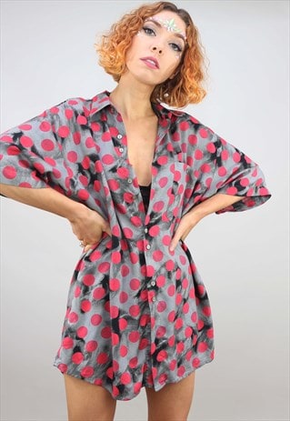 VINTAGE 80S 90S OVERSIZED SHORT SLEEVE PATTERNED SHIRT