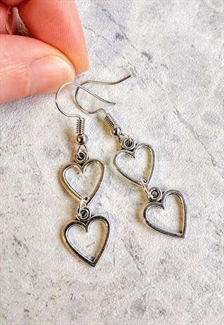 VALENTINE'S DOUBLE HEART DROP EARRINGS