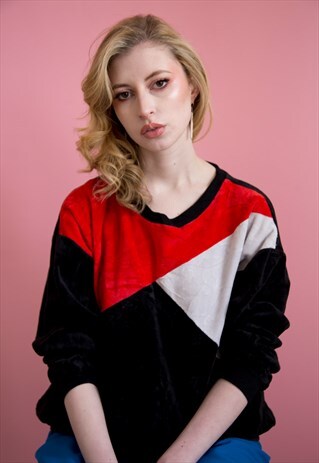 VELOUR COLOUR BLOCK SWEATER