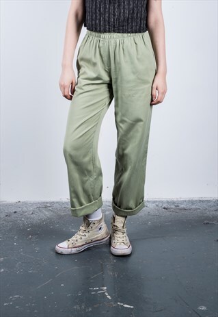 VINTAGE 1990S GREEN HIGH-WAISTED TROUSERS