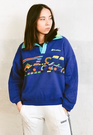 VINTAGE 80S QUILTED COTTON SWEATSHIRT