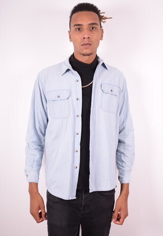 WRANGLER MENS VINTAGE SHIRT SMALL BLUE 90S