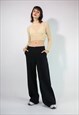 Vintage 90's Wide Leg Suit Trousers in Black Small 