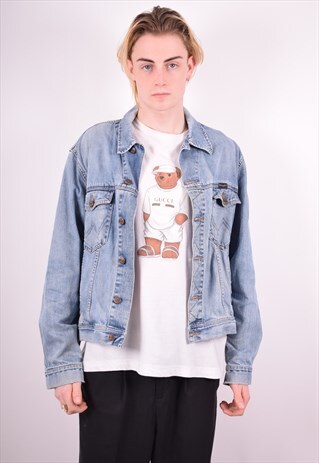 WRANGLER MENS VINTAGE DENIM JACKET LARGE BLUE 90'S