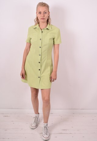 VERSACE WOMENS VINTAGE DRESS XL GREEN 90S