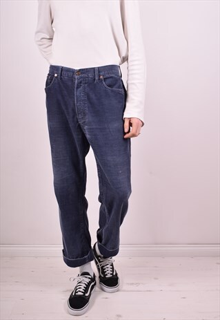 LEVI'S 551 MENS VINTAGE CORDUROY TROUSERS W36 L29 BLUE 90S