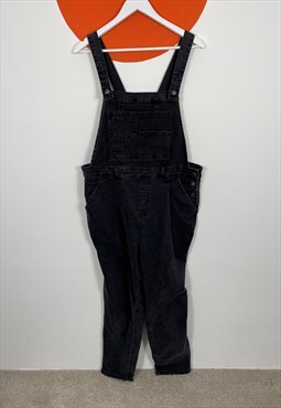 Denim Dungarees in Faded Black Size 16