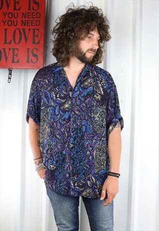 VINTAGE CRAZY PATTERN OVERSIZED SHORT SLEEVED SHIRT