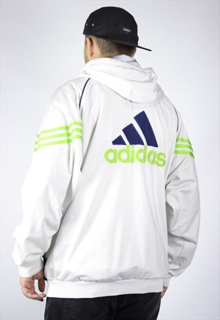 VINTAGE ADIDAS TRACK TOP HOODED BIG LOGO JACKET