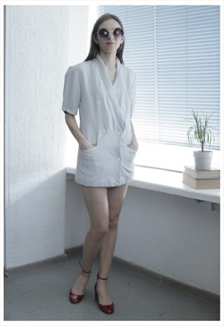 VINTAGE 90'S BEIGE SHORT SLEEVE LONG JACKET