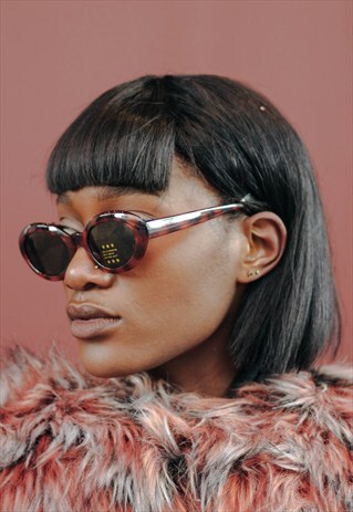 VINTAGE OVAL BROWN SUNGLASSES SUMMER 60S 70S 80S 90S