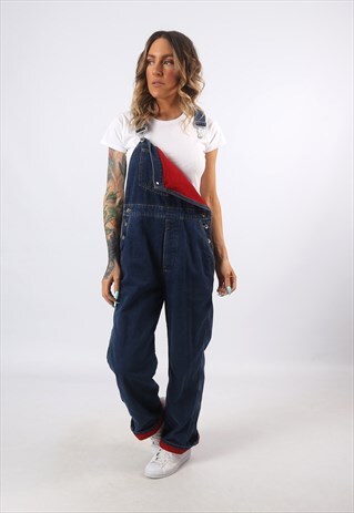 DENIM DUNGAREES WINTER LINED VINTAGE UK 10 (8BI)