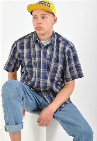 VINTAGE 90'S CHECKED SHORT SLEEVE SHIRT