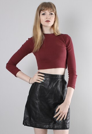 VINTAGE 80S BLACK LEATHER MINI SKIRT