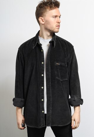 VINTAGE CORDUROY CORD SHIRT BLACK